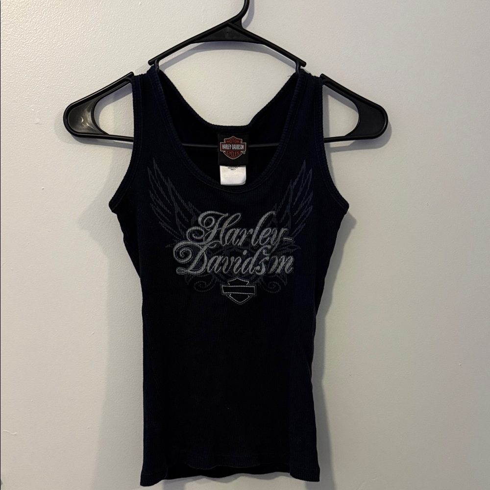 Harley-Davidson Women's Black and Gray Tank Top